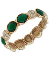 Anne Klein Gold-Tone Pave Disc & Color Stone Stretch Bracelet