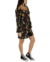 Hurley Juniors' Meadow Breeze Long-Sleeve Mini Dress