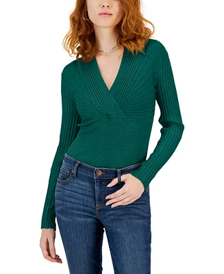 I.n.c. International Concepts Women's Ribbed Surplice Pullover Sweater, Created for Macy's