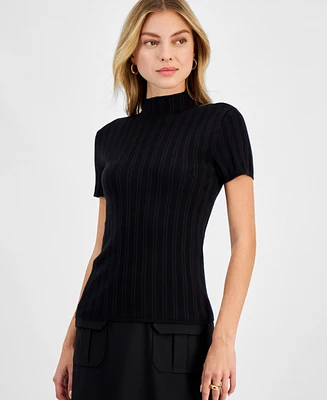 Bar Iii Women's Ribbed Cap-Sleeve Sweater, Exclusively at Macy's