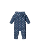 Andy & Evan Baby Boys Navy Football Hooded Romper