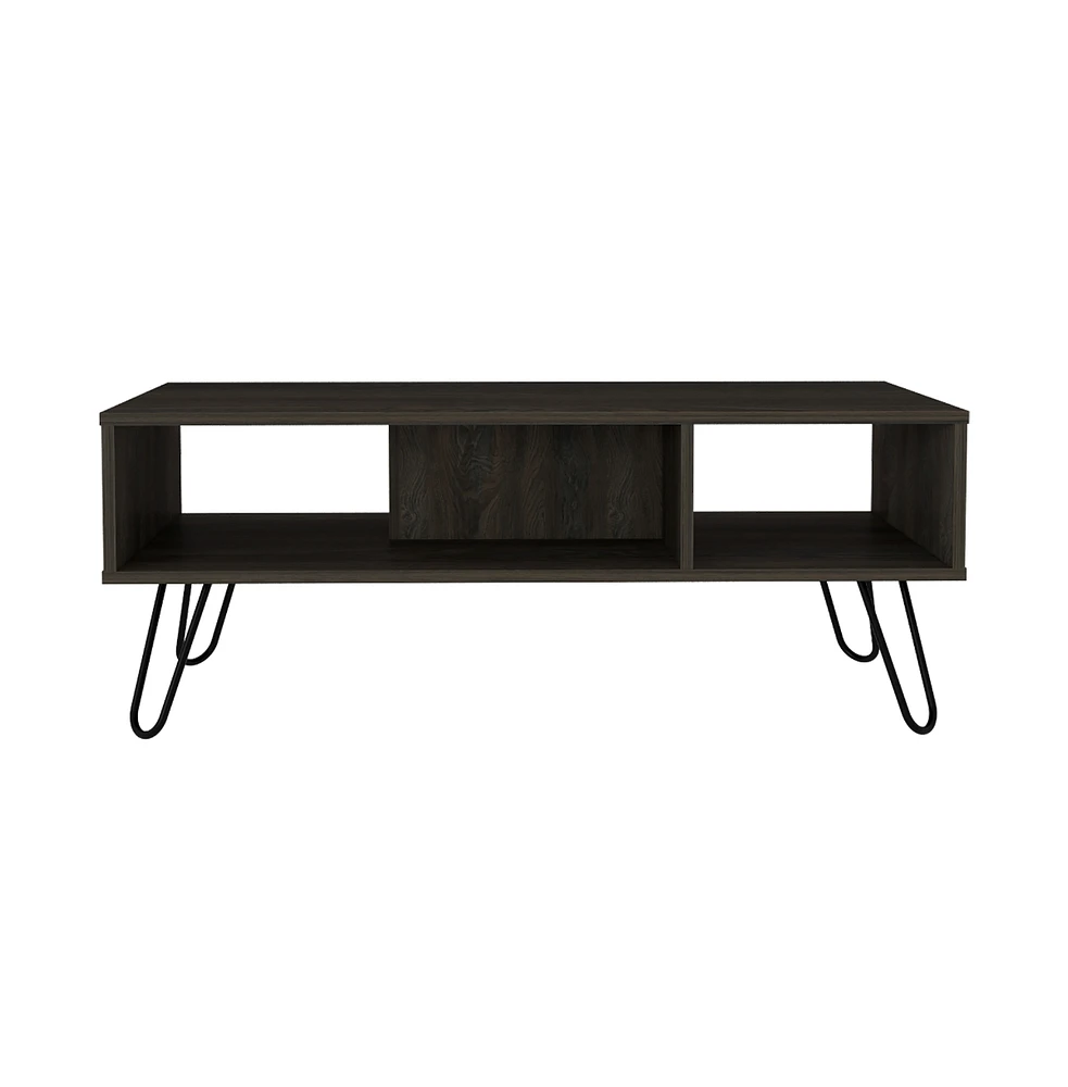 Depot E-Shop Vassel Coffee Table, Four Legs, Two Shelves, Espresso