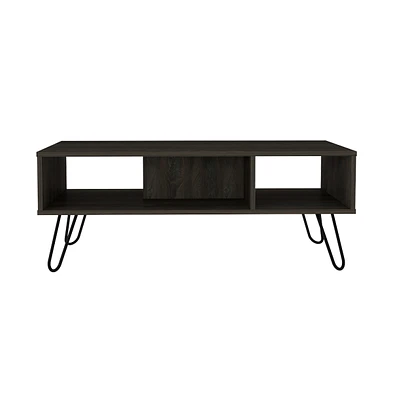 Depot E-Shop Vassel Coffee Table, Four Legs, Two Shelves, Espresso