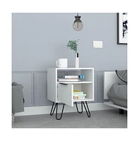 Depot E-Shop Begonia Nightstand, Shelf, Single Door Cabinet, Hairpin Legs