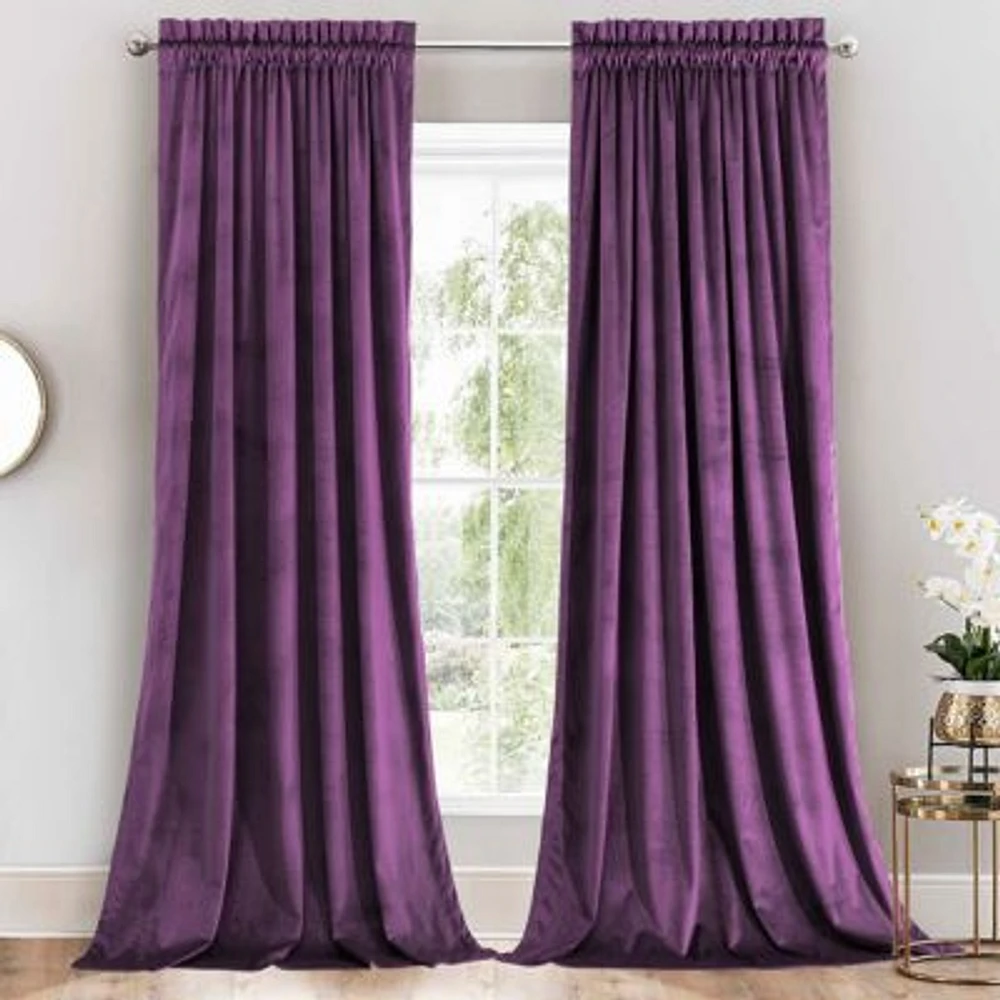 Heavyweight Velvet Curtain Rod Pocket Panels Set Of 2 52 W X 63 L