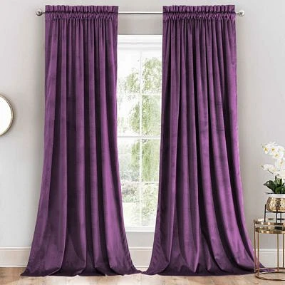Heavyweight Velvet Curtain Rod Pocket Panels Set Of 2 52 W X 63 L