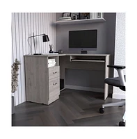 Depot E-shop Idra L-Shaped Desk, Keyboard Tray, Two Drawers, One Open Shelf