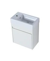 Slickblue 18'' Floating Wall-Mounted Bathroom Vanity with White Resin Sink & Soft-Close Door