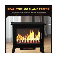 Slickblue 24-Inch Electric Fireplace Stove: Freestanding Heater with Realistic Flame & Adjustable Temperature - Black