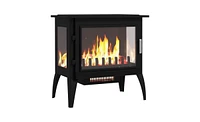 Slickblue 24-Inch Electric Fireplace Stove: Freestanding Heater with Realistic Flame & Adjustable Temperature - Black