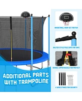 Slickblue Trampoline with Inside Safety Net and Basketball Hoop: Fun and Secure Play for Kids