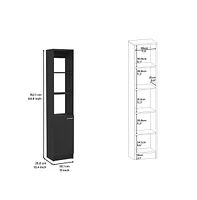 Depot E-Shop Leben Linen Single Door Cabinet, Three External Shelves, Two Interior Shelves