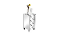 Slickblue Modern Mirrored Nightstand with 3 Drawers for Contemporary Bedrooms