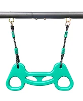 Slickblue Blackish Green Four-Function Swing Set: Face-to-Face Metal-Plastic Safe Swing Seats