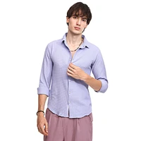 Campus Sutra Men's Icy Blue Embossed Micro Check Shirt