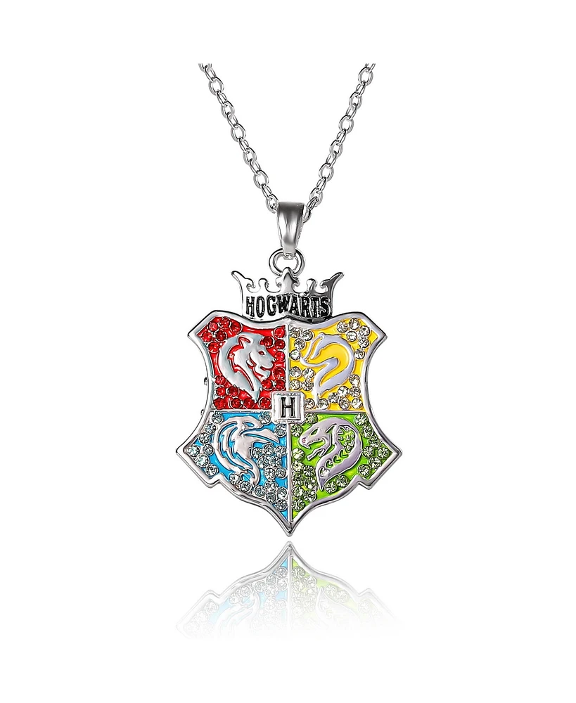 Harry Potter Hogwarts Crest Pendant Multicolored Charm Necklace