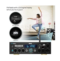 Pyle Bluetooth Home Stereo Amplifier Receiver With Fm Radio, MP3/Usb/Sd Readers, 200 Watt