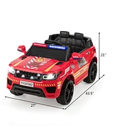 Costway Kids 12V Electric Ride On Car Police Car with Remote Control Lights/Sounds