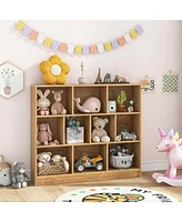 Costway 10-Cube Bookcase for Kids 41"Wooden Toy Storage Organizer Kid s Room