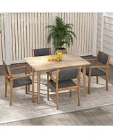 Gymax Stackable Dining Chair Set of 4 w/ Breathable Backrest Adjustable Foot Pads