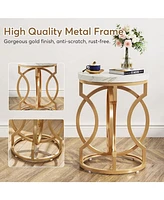 Tribesigns Modern Round End Table Set of 2 with Thick Wood Top, 20" Side Table Cocktail Table with Unique O-Shaped Base, Midcentury Accent Table Night