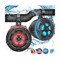 Pyle 4" Waterproof Off-Road Bluetooth Speakers, 800 Watt, Rgb Lights, Remote Control