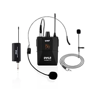 Pyle Uhf Wireless Microphone System Kit, Includes Headset Mic, Lavalier Mic & Beltpack Transmitter