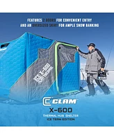 Clam X-600 Portable 11.5' 6 Person Ice Team Thermal Hub Shelter w/Dimmable Light
