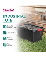 Sterilite 27 Gallon Durable Rugged Industrial Totes with Red Latches, 12 Pack