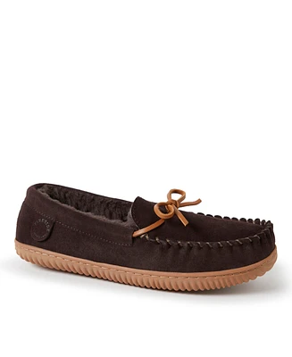 Fireside by Dearfoams Men's Nelson Bay Genuine Shearling Moccasin Slipper