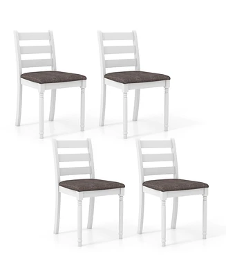 Gymax Wooden Dining Chair Set of 4 w/ Acacia Wood Legs Padded Cushion Ladder Back