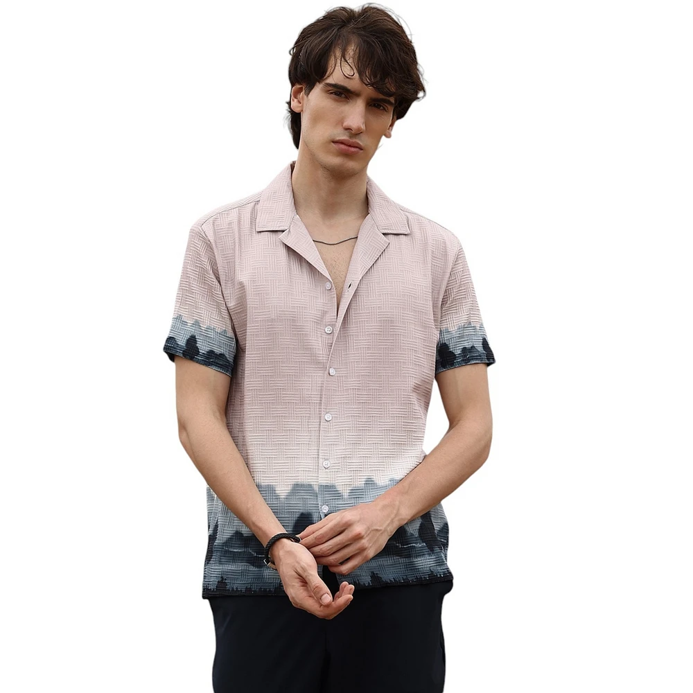 Campus Sutra Men's Sky Blue & Space Lakeside Ombre Shirt