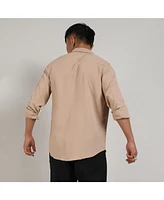Campus Sutra Men's Beige Textured Interweave Shirt