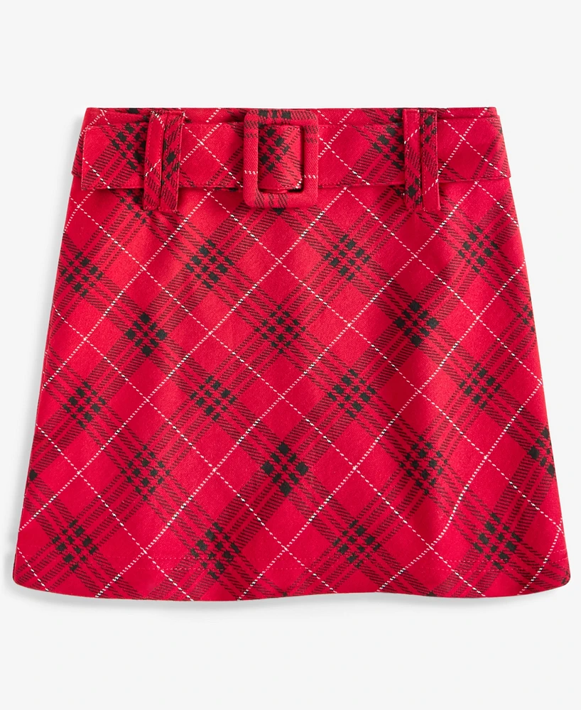 With Jules Big Girls Belted Plaid Mini Skirt