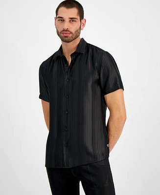 Guess Men's Liam Relaxed-Fit Textured Stripe Button-Down Shirt