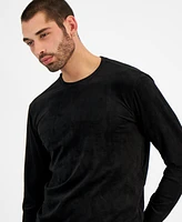 Guess Men's Garrett Relaxed-Fit Faux-Suede Long-Sleeve T-Shirt