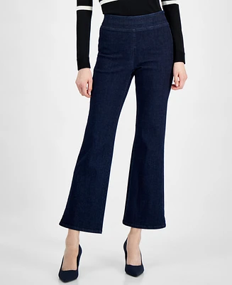 Anne Klein Women's Pull-On High-Rise Flare-Leg Jeans