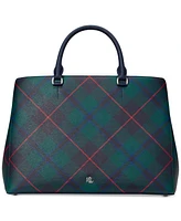 Lauren Ralph Lauren Hanna Plaid Leather Large Satchel