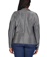 24seven Comfort Apparel Plus Cowl Neck Long Sleeve Shimmery Top