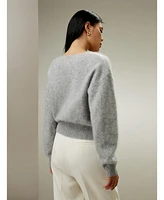 Lilysilk Women's Cropped V-Neck Cashmere Sweater