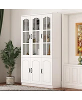 Famapy -Shelf Bookshelf Bookcase with Glass Doors