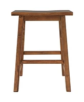 Slickblue Farmhouse Rustic 2-Piece Counter Height Wood Kitchen Dining Stools Perfect for Small Spaces