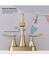 Slickblue 2-Handle 4-Inch Brushed Gold Bathroom Faucet Elegant and Stylish Design