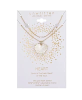 Unwritten Mother of Pearl Heart and Freshwater Cultivated Pearl Layered Pendant Necklace Set