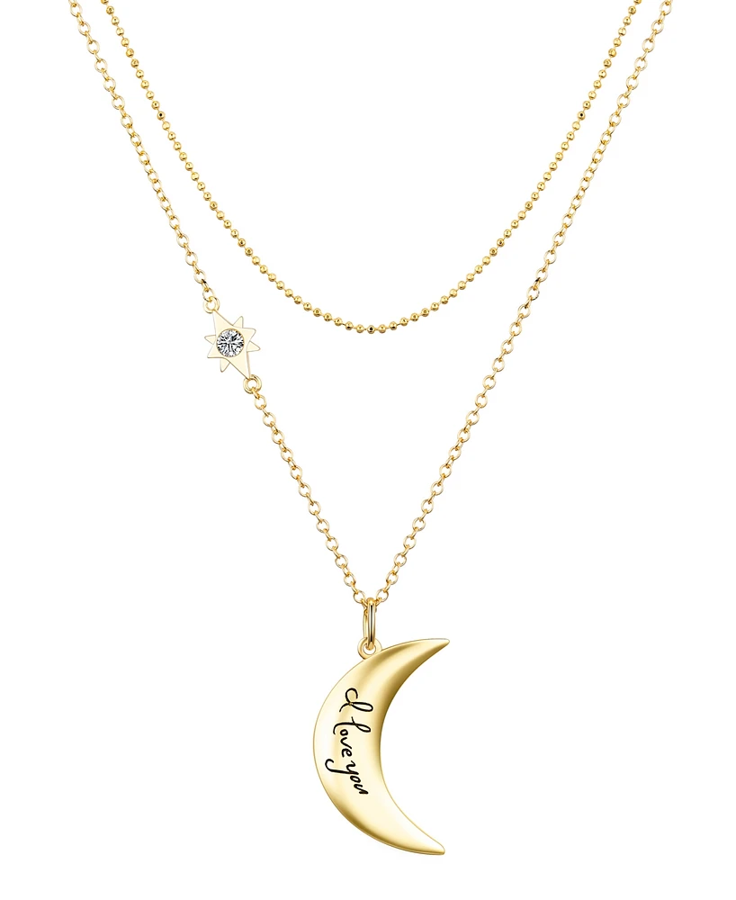 Unwritten Cubic Zirconia "I Love You to the Moon and Back" Layered Pendant Necklace Set