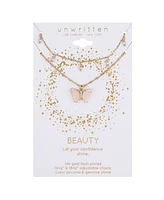 Unwritten Opalite Butterfly and Glass Cultivated Pearl Layered Pendant Necklace Set