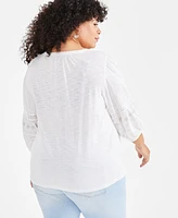 Style & Co Plus Sequinned Embroidered Top, Created for Macy's