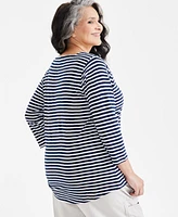 Style & Co Plus Square-Neck 3/4-Sleeve Top, Created for Macy's