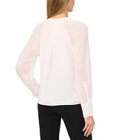 CeCe Women's Pleated Tie-Neck Blouse