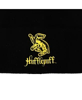 Wizarding World Harry Potter Men's Harry Potter Hufflepuff Badger Embroidered Logo Black Cuffed Knitted Beanie hat